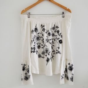 Anthropologie Annie Embroidered Off The Shoulder Top